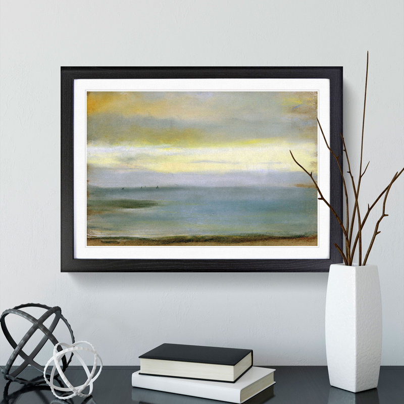 Beach at Low the Tide by Edgar Degas - Picture Frame Painting, 36cm H x 48cm W x 2cm D, Black Framed