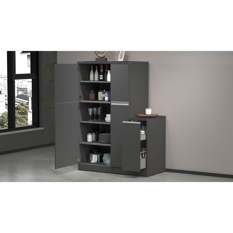 Pameal Kitchen Pantry, Gray