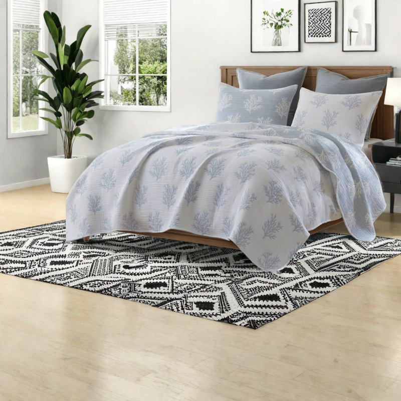 Cotton Blend Floral Quilt Set
