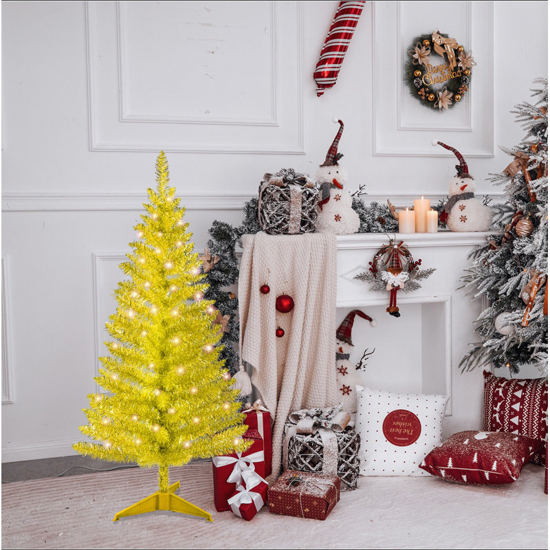 Arbre de Noël 4 pi avec 50 lumières UL et 122 pointes en PVC
