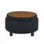 Repose-pieds de rangement rond 25 "avec plateau, capitonné - noir-130176358