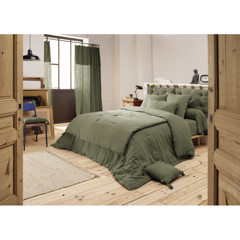 Knopp Cotton Solid Colour Duvet Cover, 220 x 240cm Duvet Cover, Green