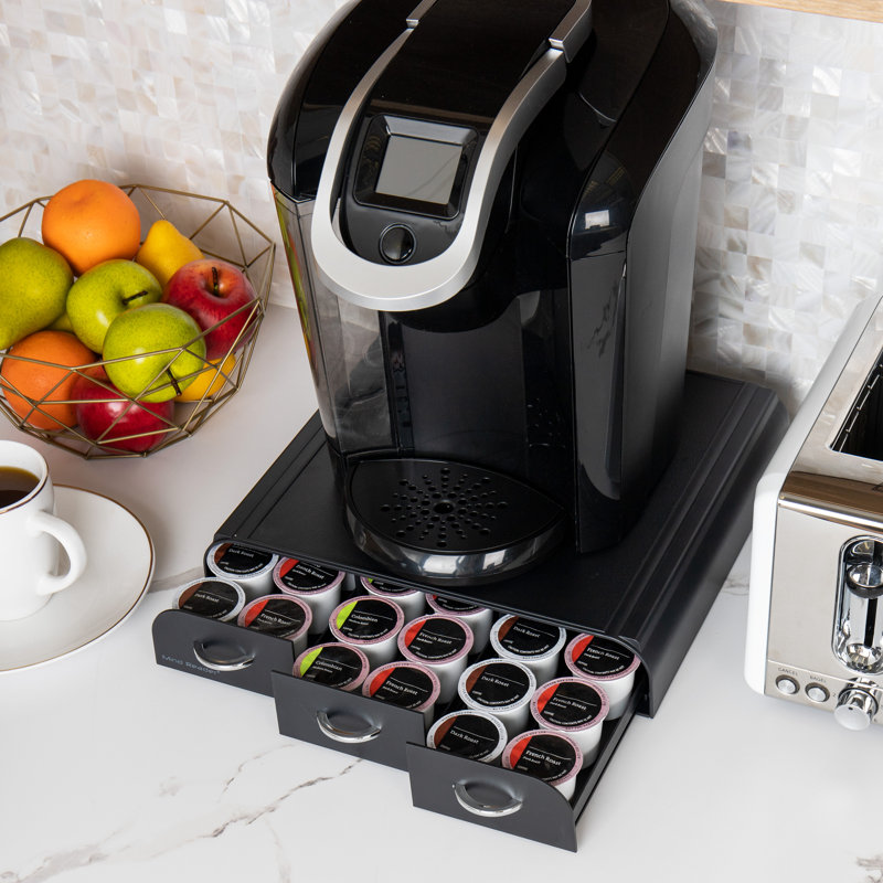 Black Wood Veneer Coffee Pod Drawer for 36 Capsules