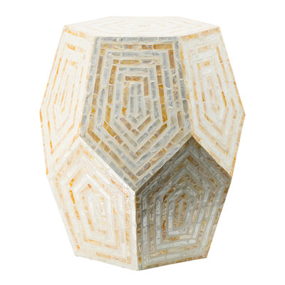 18x18x21" Hexagonal Capes  Stool, Cream/Yellow