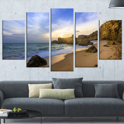 « belle coucher de soleil au-dessus du algarve portugal », ensemble de 5 toiles tendues