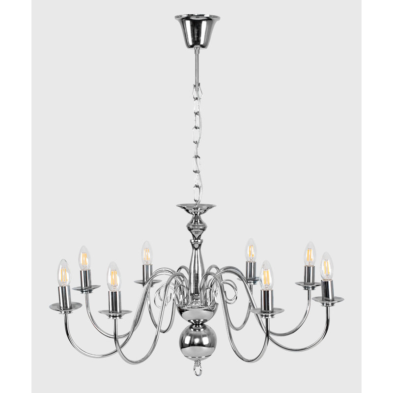 Margarita 8 - Light Candle Style Chandelier, Chrome, 3000k