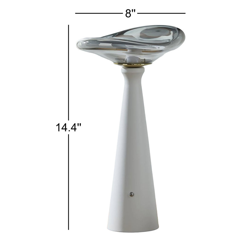 Lampe de table en fer avec abat-jour en verre, Blanc, Gris anthracite