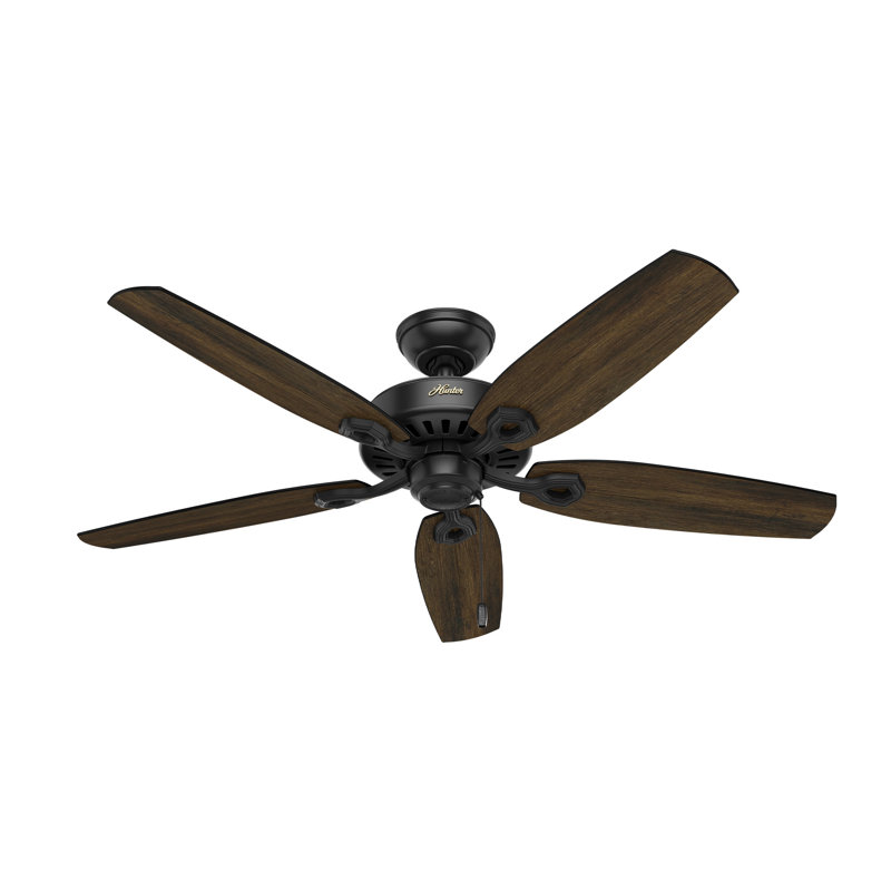 52" Builder Elite 5 - Blade Standard Ceiling Fan with Pull Chain, Matte Black