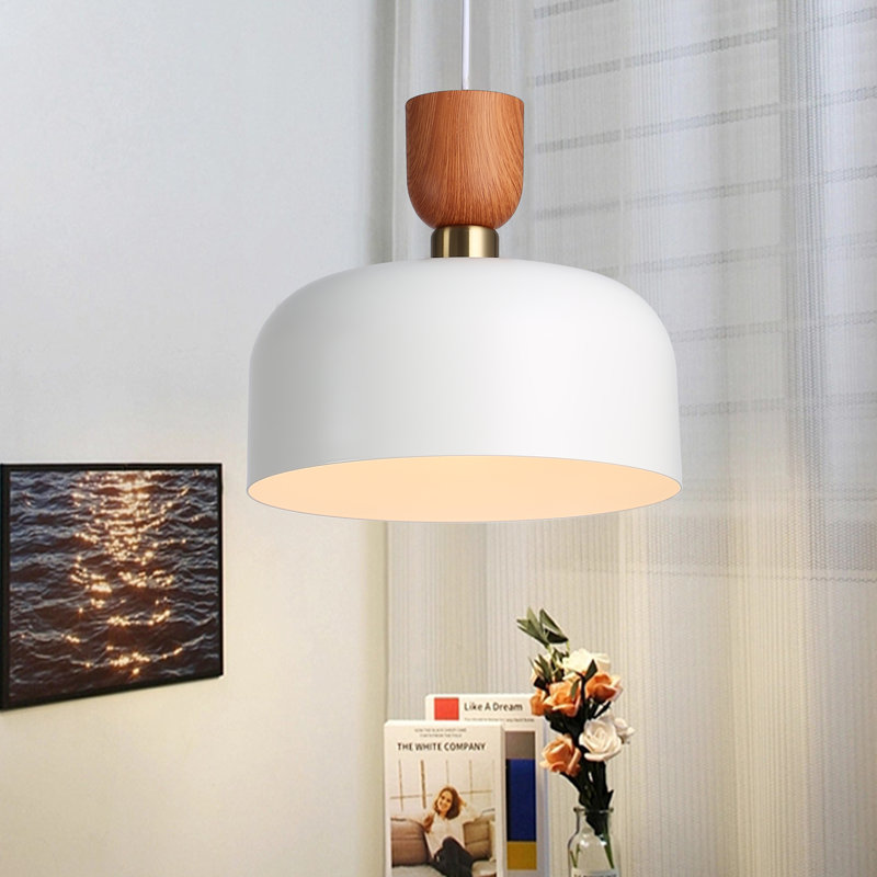 Luminaire suspendu moderne dôme rond blanc 11,8 pouces