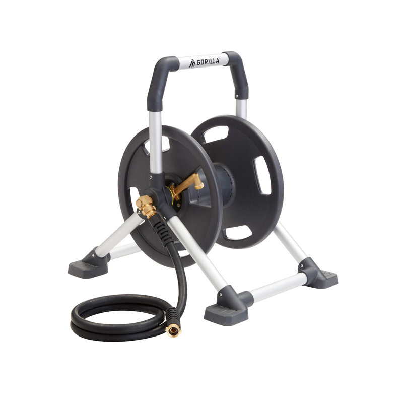 Gorilla 150 ft. Black and Gray Aluminum Hose Reel Cart
