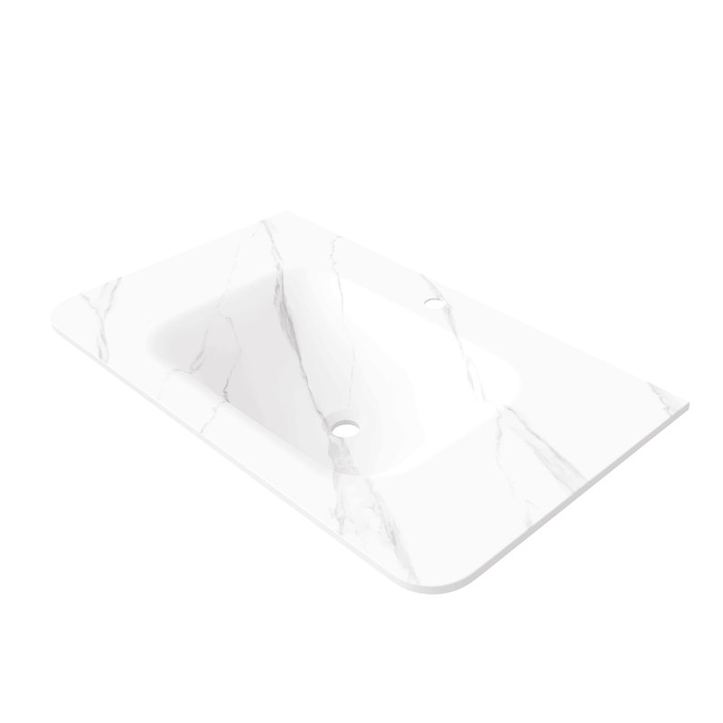 Lavabo intégré 36 po en pierre frittée Carrara 36 po SEULEMENT, PAS d'armoire, pas de robinet ni de bonde, convient à NOOR