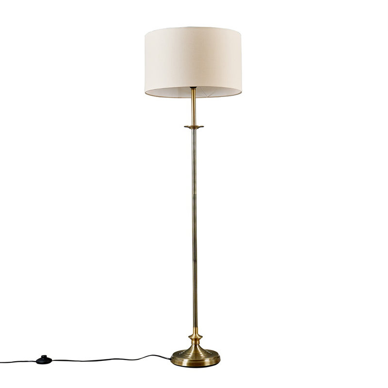 Sahag 144cm Traditional Floor Lamp, Antique Brass, Beige