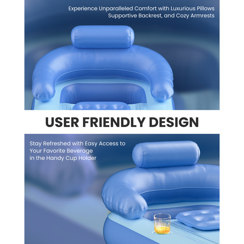 Blue Inflatable Folding Bathtub with Electric Air Pump