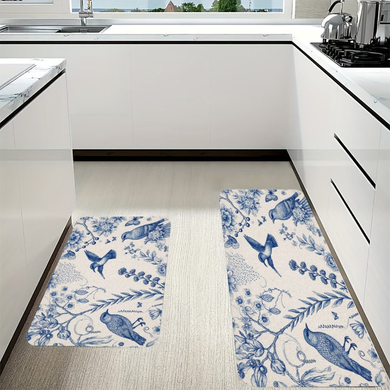 Ensemble de 2 tapis de cuisine Blue Bird & Floral