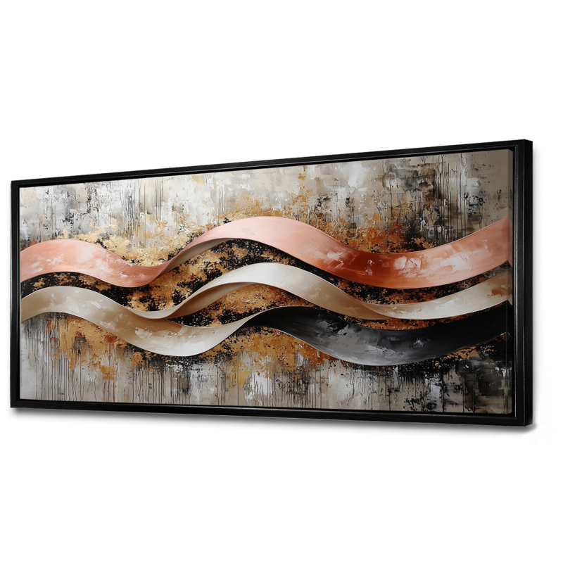 Nwamaka - Abstract Wall Art, H 28 po x l 60 po, Impression encadrée flottante, Noir