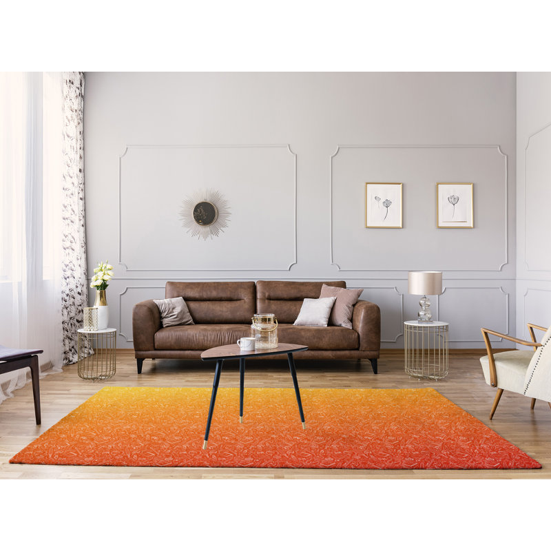 Tapis de zone jaune/orange dégradé, Rectangle 9 pi x 12 pi