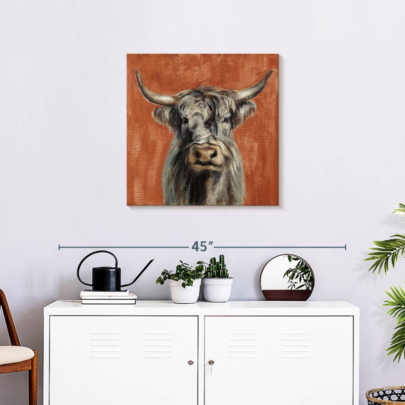 Brampt Highland Cow sur terre cuite, H 24 po x l 24 po
