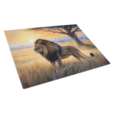 Lions at Dawn Glass Cutting Board