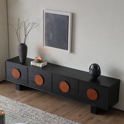Meuble télé Mid-Century en bois massif multifonctionnel