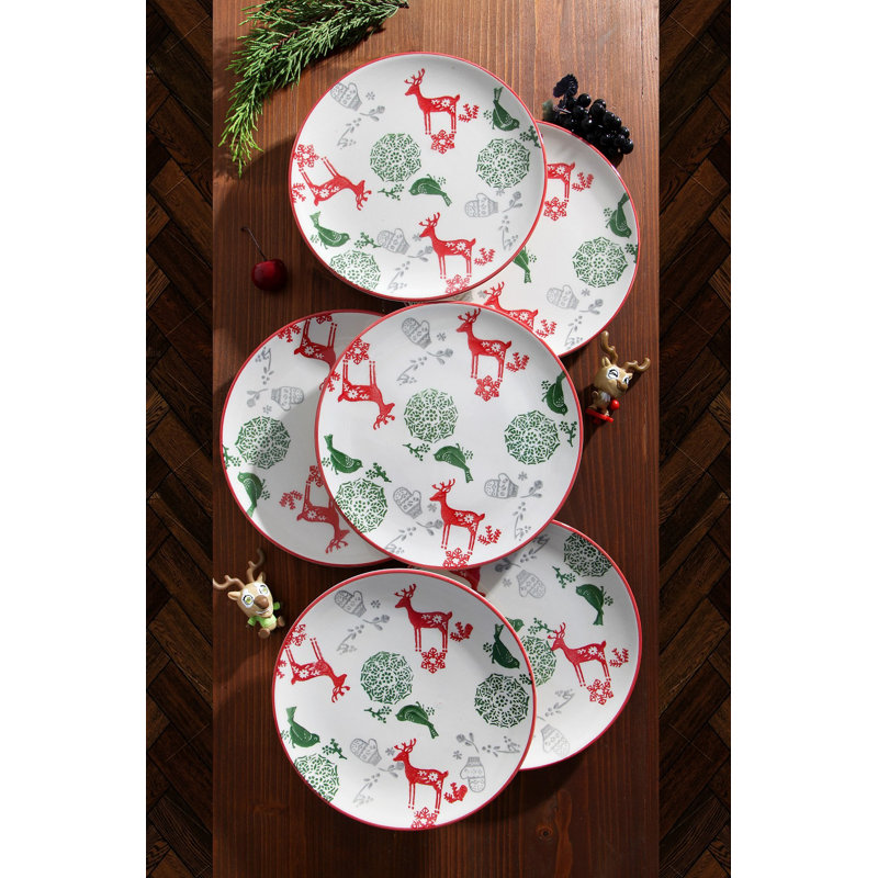 Assiette, Vert / Rouge / Blanc