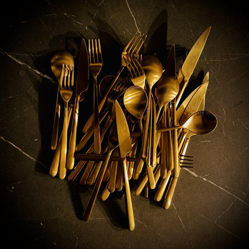 Linea 24-Piece Cutlery Set, Ice Gold