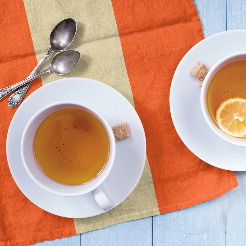 Stripe Tea Towel Kitchen Towel, Cotton Twill, Orange/Cream Baseball