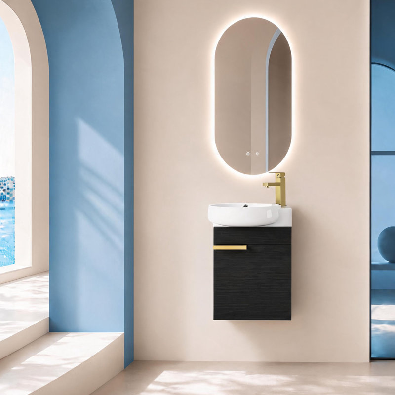 Meuble-lavabo flottant 16 "Bend (RTA) Bend, Noir