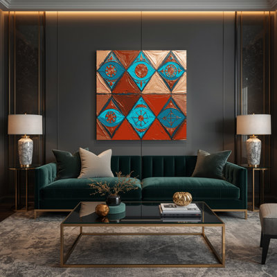 Southwestern Patterns Zuni Diamonds 240 Brown Canvas Wall Art