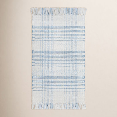 Cay Hand-Woven Blue Plaid Rug