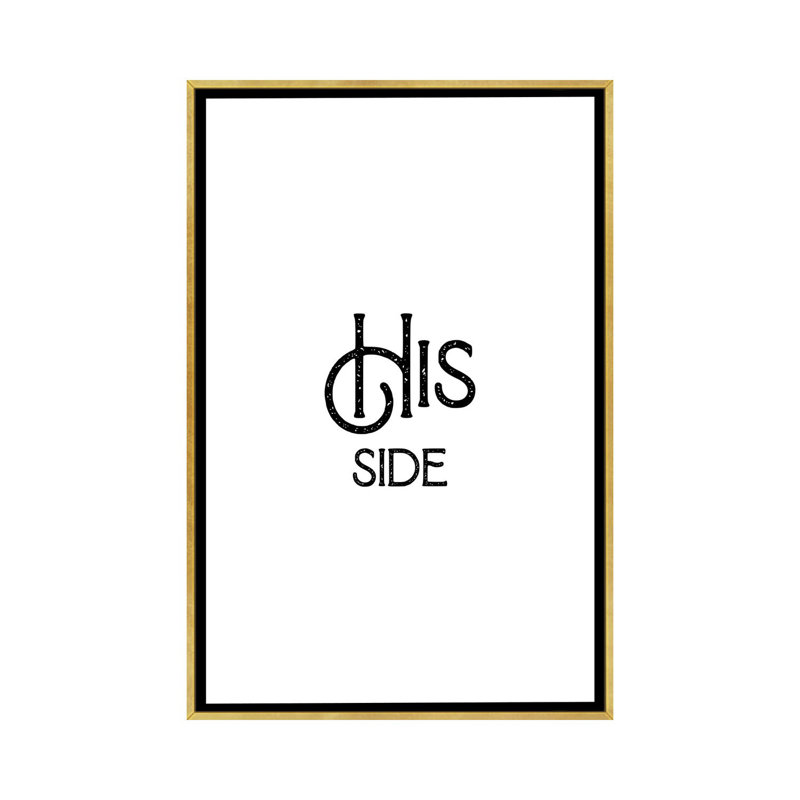 His Side-impression d’art textuel, Pas de tapis, Toile encadrée d'or, H 60 po x l 40po x P 1,5 po
