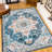 6x9 Vintage Area Rug, Bohemian Style Non-slip Washable Floor Rug For Kitchen Living Room Bedroom, Blue Gold Floral, Soft Filler , Bedroom Dining Office, Blue/gold-928049408
