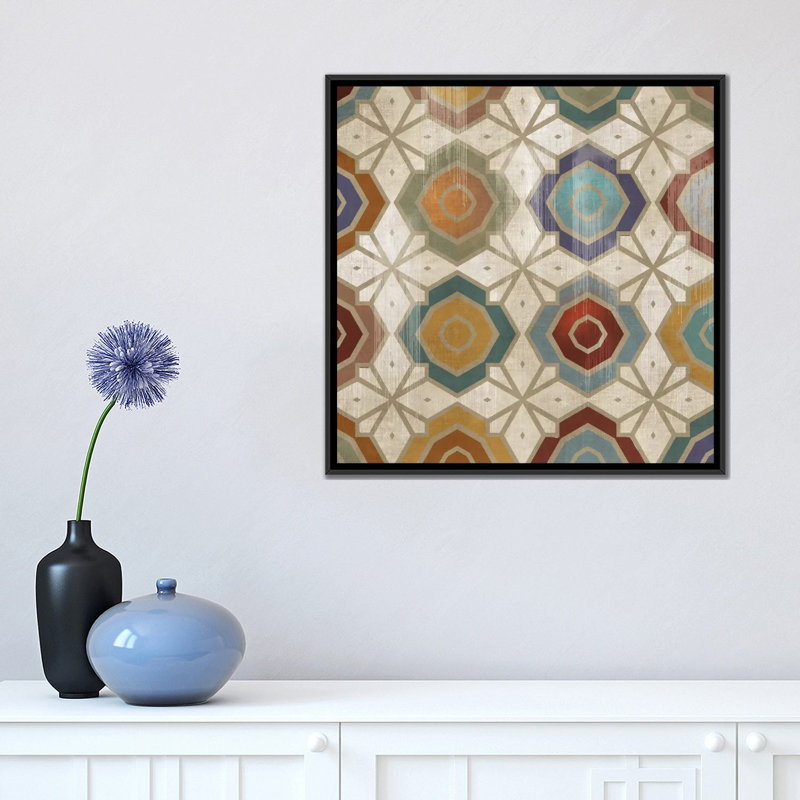 « gallactica tile i », impression sur toile, H 26 po x l 26 po x P 1,5 po, Toile avec cadre noir, Blanc