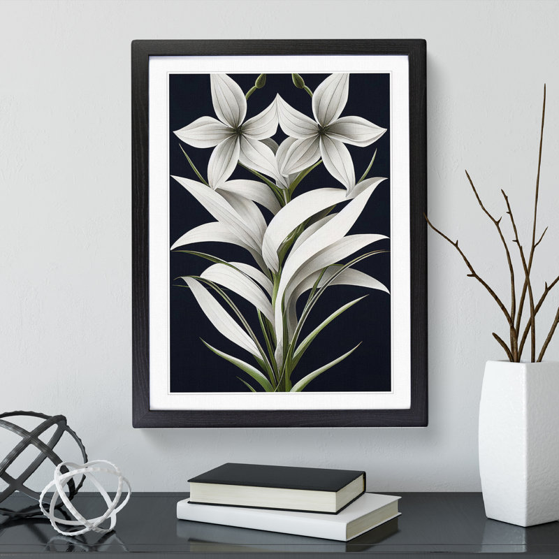 XV1022-3943X Shining Flowers - Single Picture Frame Print, 64cm H x 46cm W x 2cm D, Black Framed