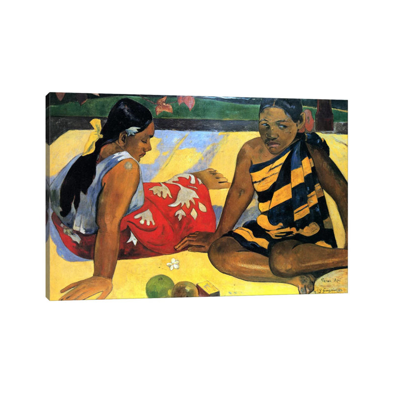 Two Women Sitting by Paul Gauguin - Wrapped Canvas Panoramic Painting, 20.32 cm H x 30.48 cm W