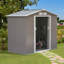 Remise de rangement extérieure de 7 pi x 4 pi Outsunny, remise en métal pour outils de jardin avec trousse de fondation, double porte verrouillable, bouches d'aération et toit incliné, pour cour, patio, pelouse, gris-98192075-98192076