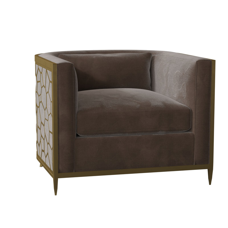Caracole Upholstery Barrel Chair, Off-white Linen, Gold