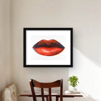 Red Lipstick - Bedroom Beauty Framed Matted Print for Decor