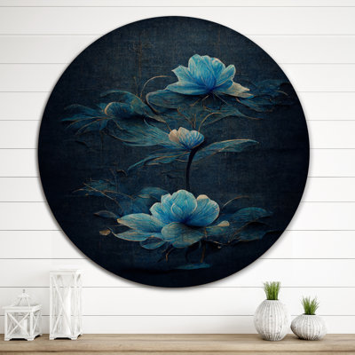 Vintage Chinese Light Blue Flowers II - Floral Wood Wall Art Print