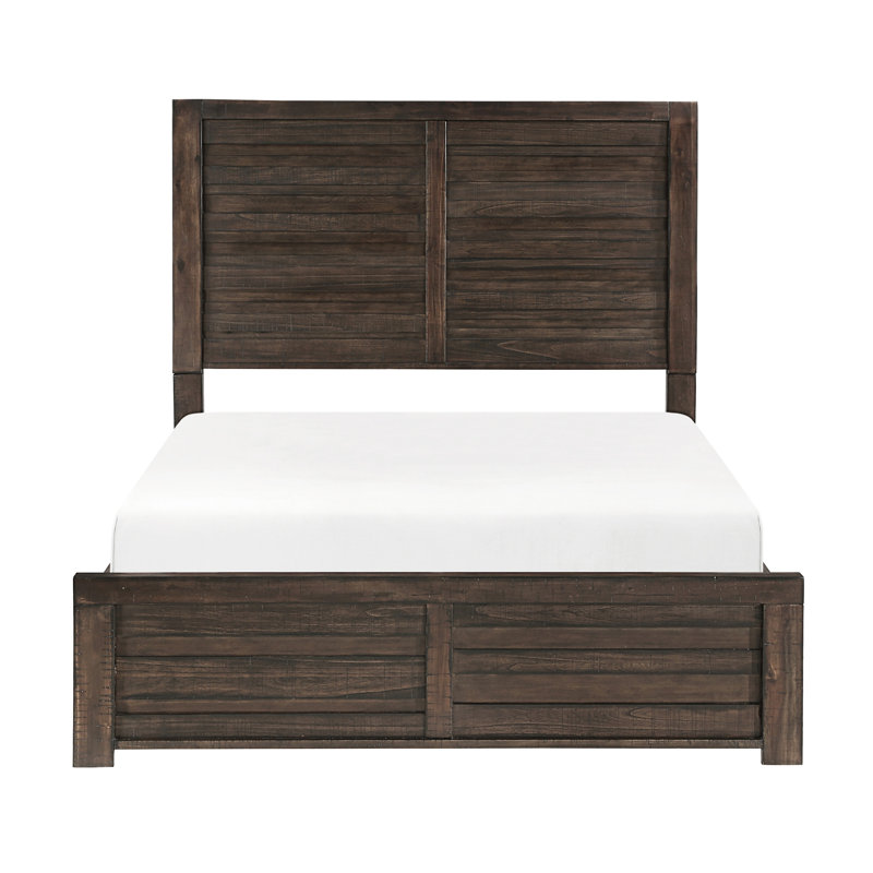 Lit double, cadre, tête de lit et lit double en placage de bouleau brun foncé, Marron foncé