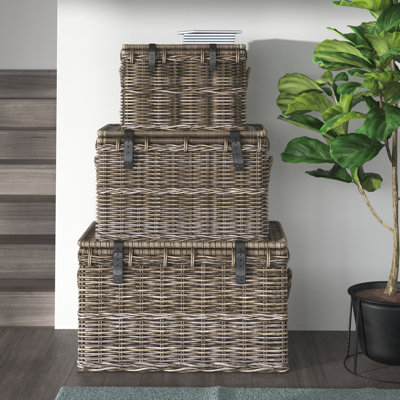 Rattan Baskets with Lid and Buckles