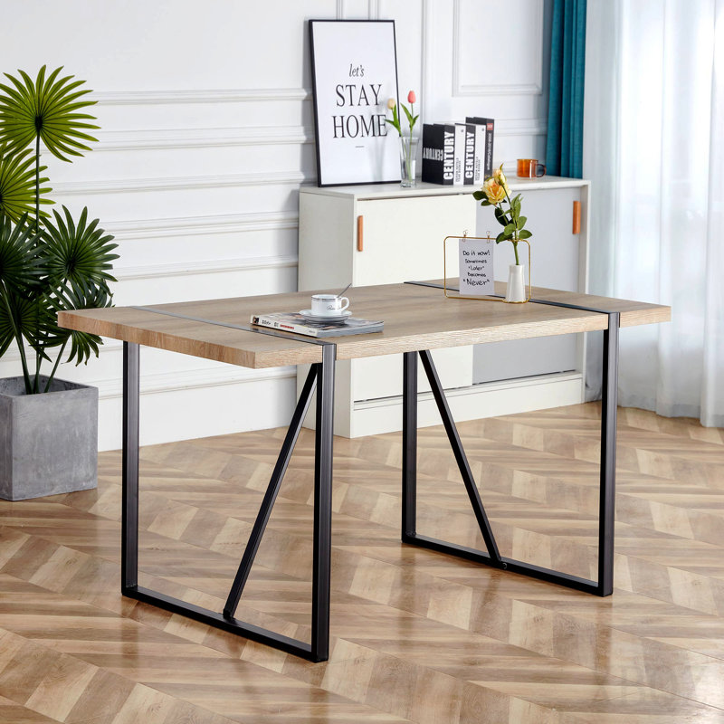 Table de salle à manger Rustic Industrial, 29.9" H x 55.1" L x 31.4" W, Black, Rustic Brown