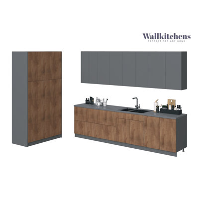Ensemble d'armoires de cuisine en panneau de fibres à densité moyenne (MDF) H 96 po x l 123 po x P 50 po FK-OASIS