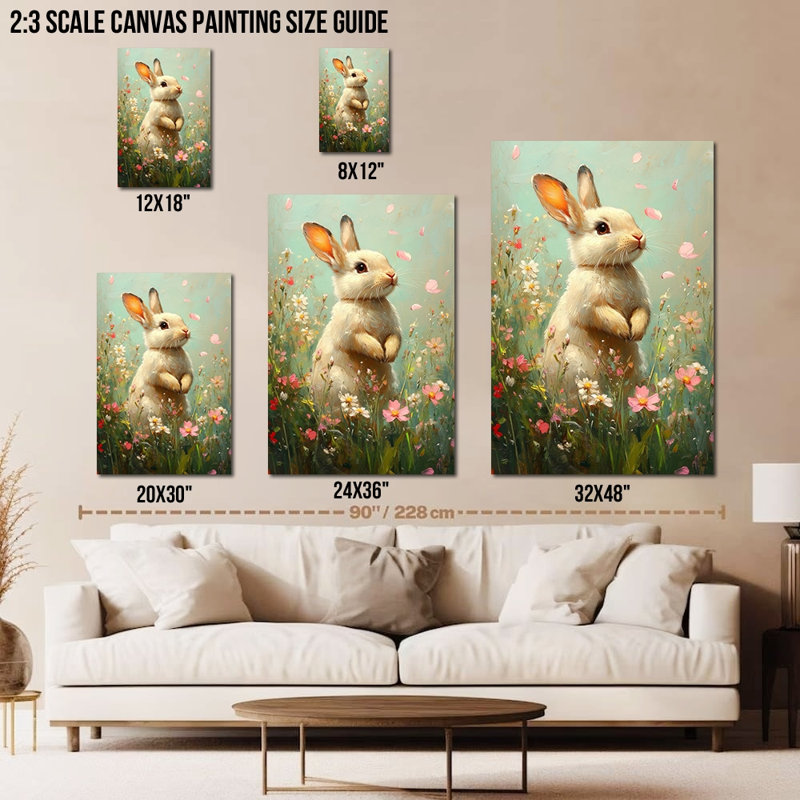  Art mural sur toile de lapin - Printemps et Pâques, lapin, décoration murale, œuvre d'art de la peinture enveloppée de lapin pour l'intérieur de la maison, 20 po x 30 po