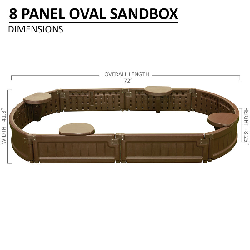 Modern Brown Oval Plastic Sandbox Kit with Cover