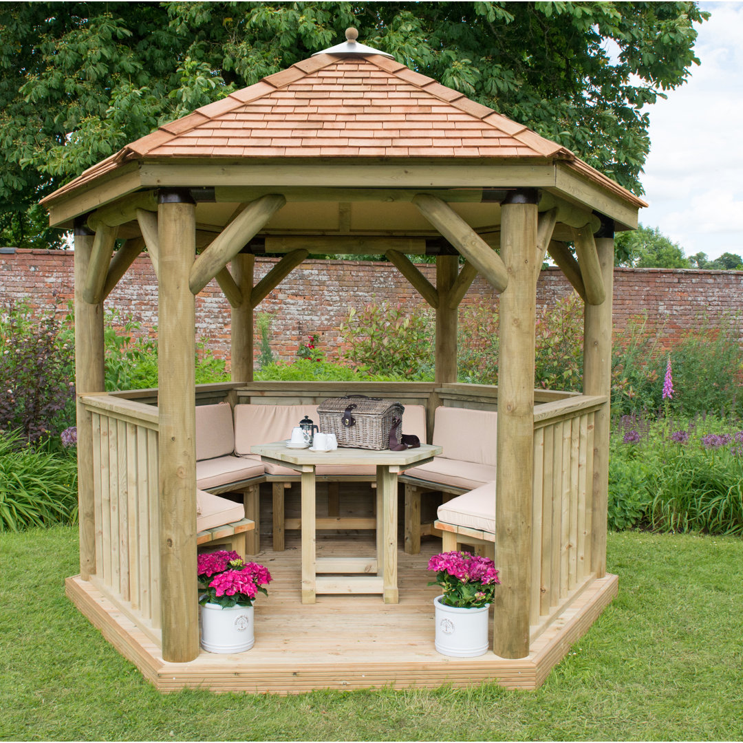 Furnished 3.3m x 2.9m Wooden Gazebo with Cedar Roof with Installation Service