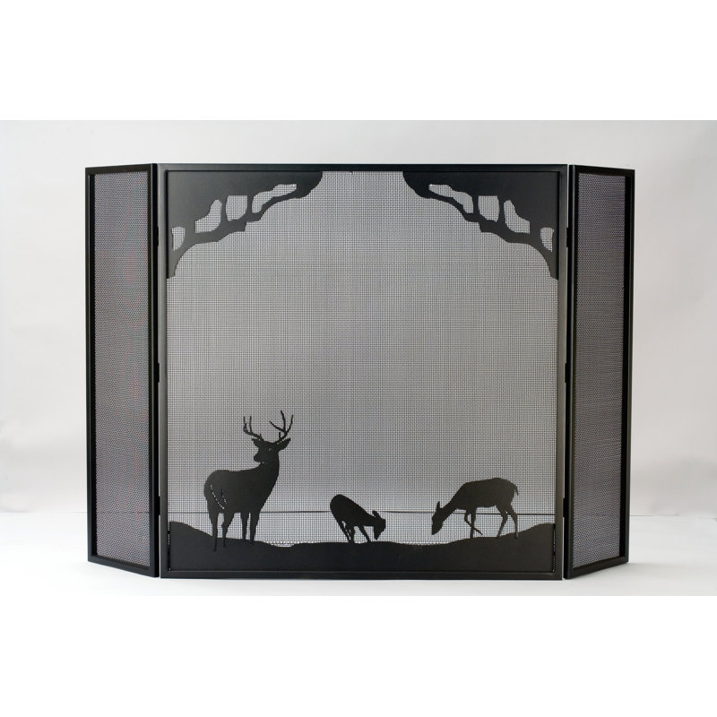 Deer at Dawn 3 Panel Fireplace Screen