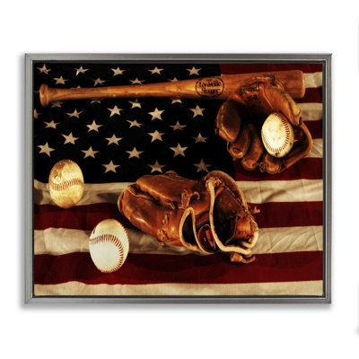 «Vintage American Flag Baseball Sports», art mural sur toile par Daniel Sproul