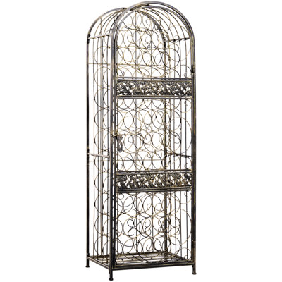 45 Bottle Wrought Iron Wine Storage With Lock - , Antique Bronze, Charming Appeal, 17.94"w X 14.03"d 52"h Container Elegant Option,