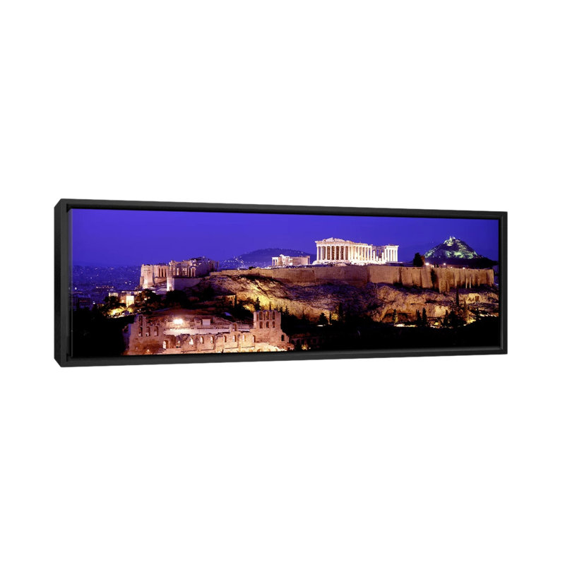 Acropole panoramique, Athènes, Grèce, reproduction de photo sur toile, H 16 po x l 48 po x P 1,5 po, Cadre noir