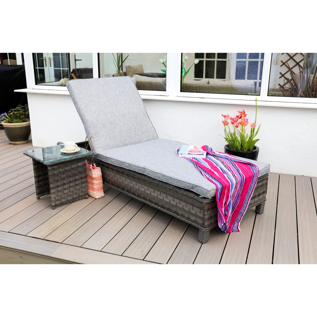 Limairy Reclining Sun Lounger with Cushion and Table